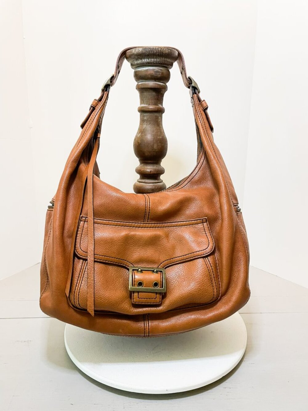 Vintage 2006 Banana Republic Cognac Leather Oversized Hobo Shoulder Bag Y2K Boho